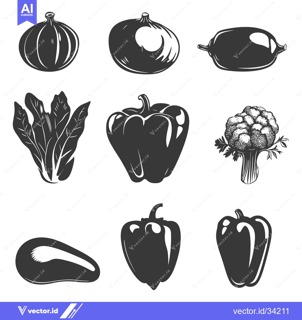 Premium Vector of Collection of Silhouettes of Various Vegetables