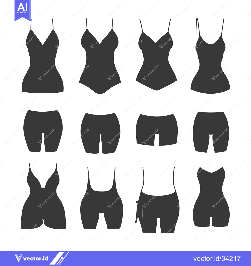 Premium Vector of Collection of Silhouette Swimwear Designs for Women