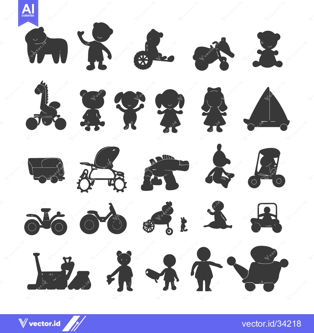 Premium Vector dari Collection of Silhouette Toy Icons for Children