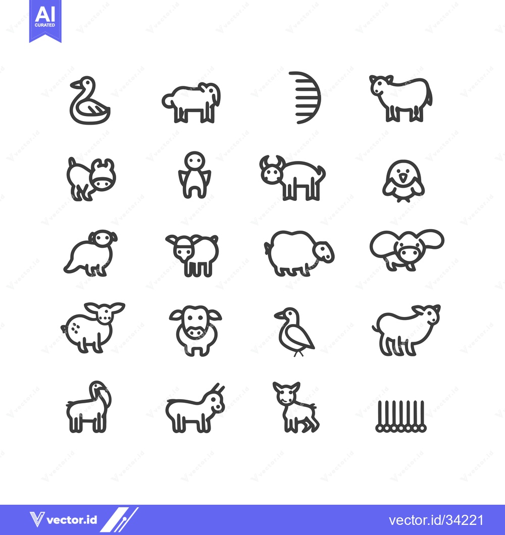 Premium Vector of Collection of Simple Animal Outline Icons