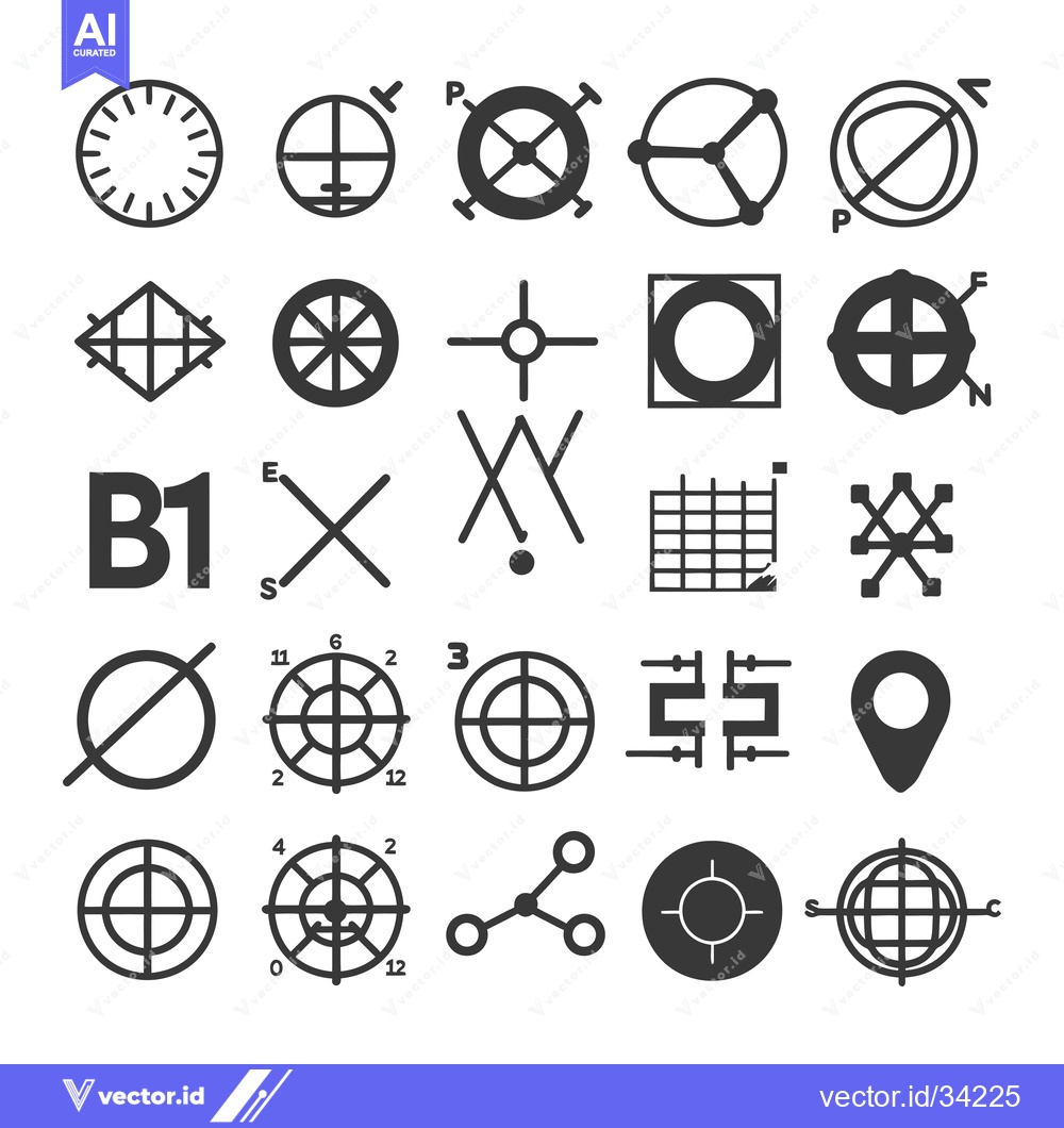 Premium Vector dari Collection of Simple Black and White Circular and Geometric Target Ico