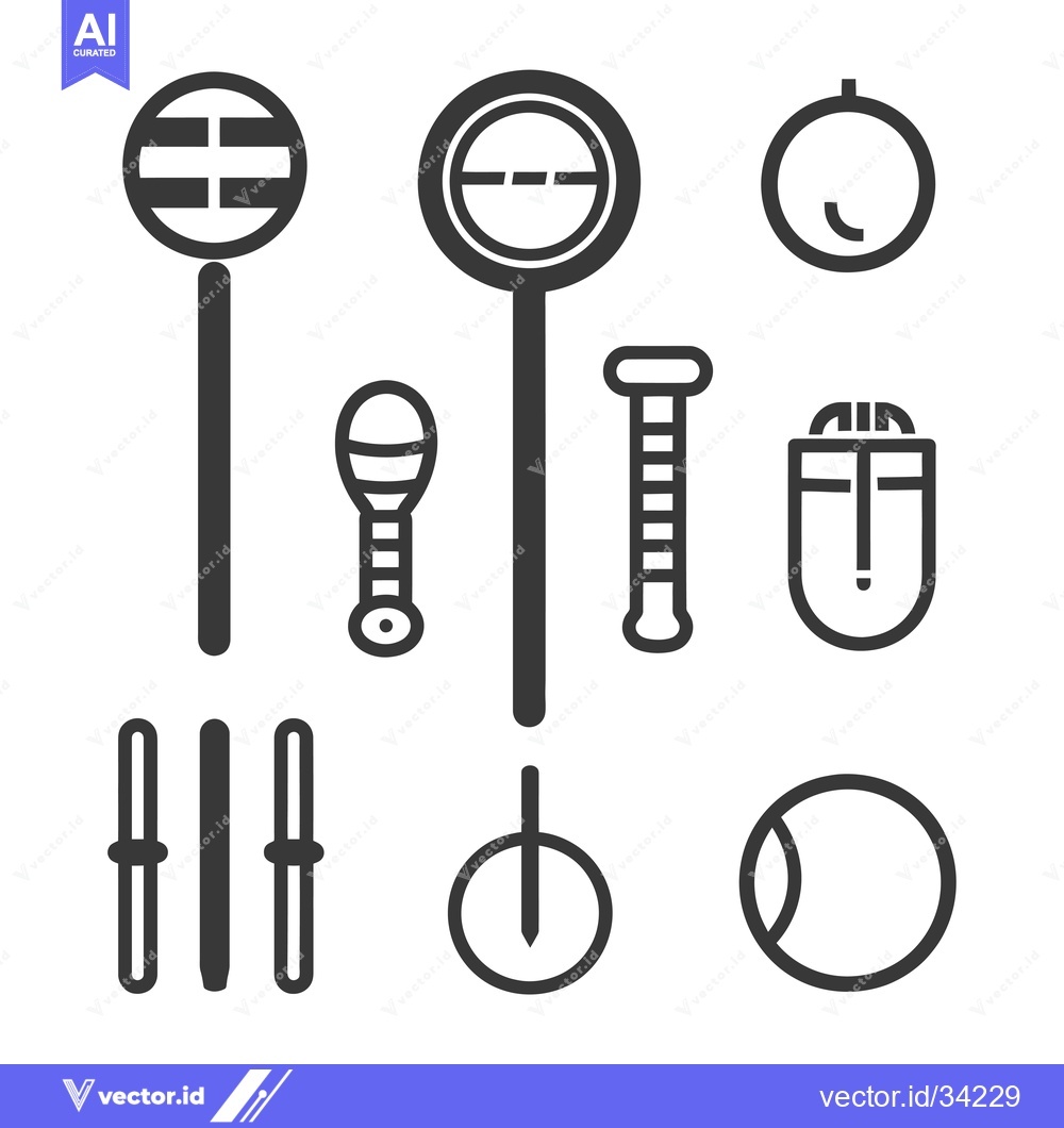Premium Vector of Collection of Simple Black and White Icons with Round Shapes