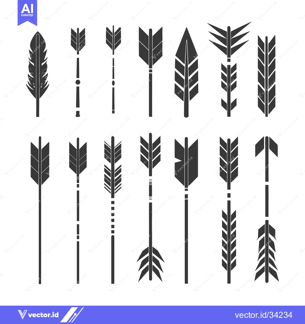 Premium Vector of Collection of Simple Black Arrow Silhouettes