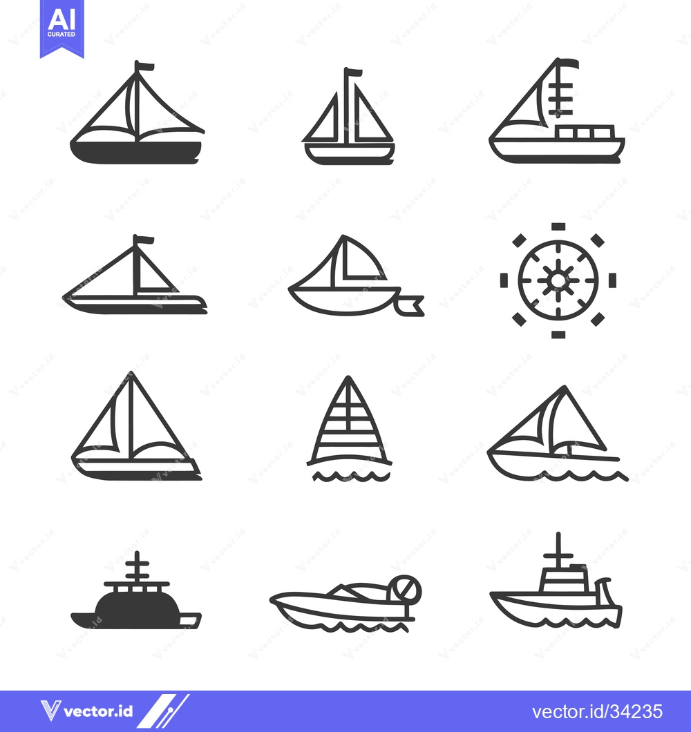 Premium Vector of Collection of Simple Boat and Ship Icons