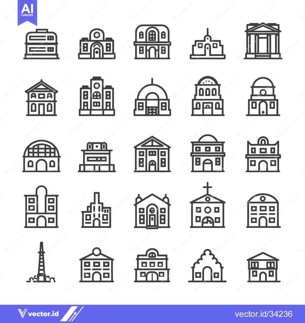 Premium Vector of Collection of Simple Building Line Icons