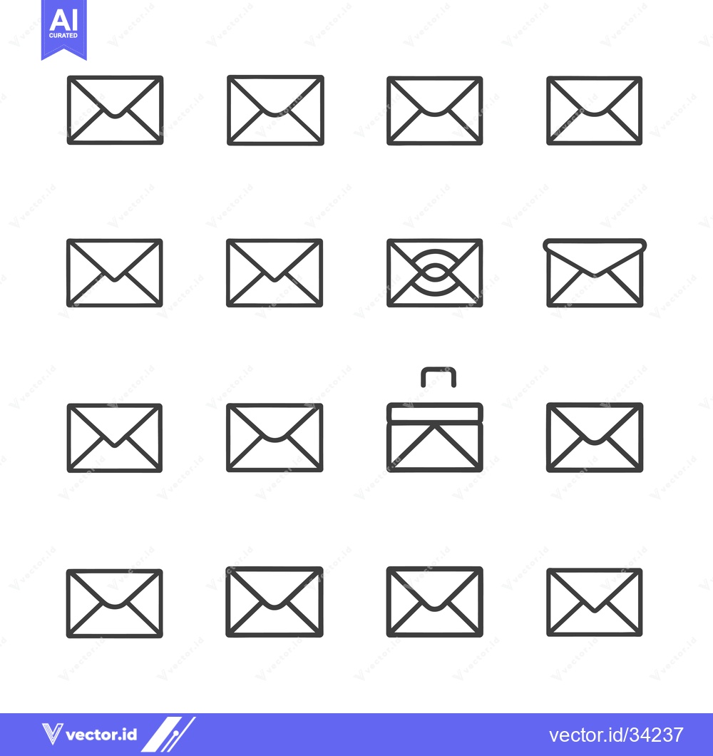 Premium Vector dari Collection of Simple Envelope Icons in a Grid Pattern