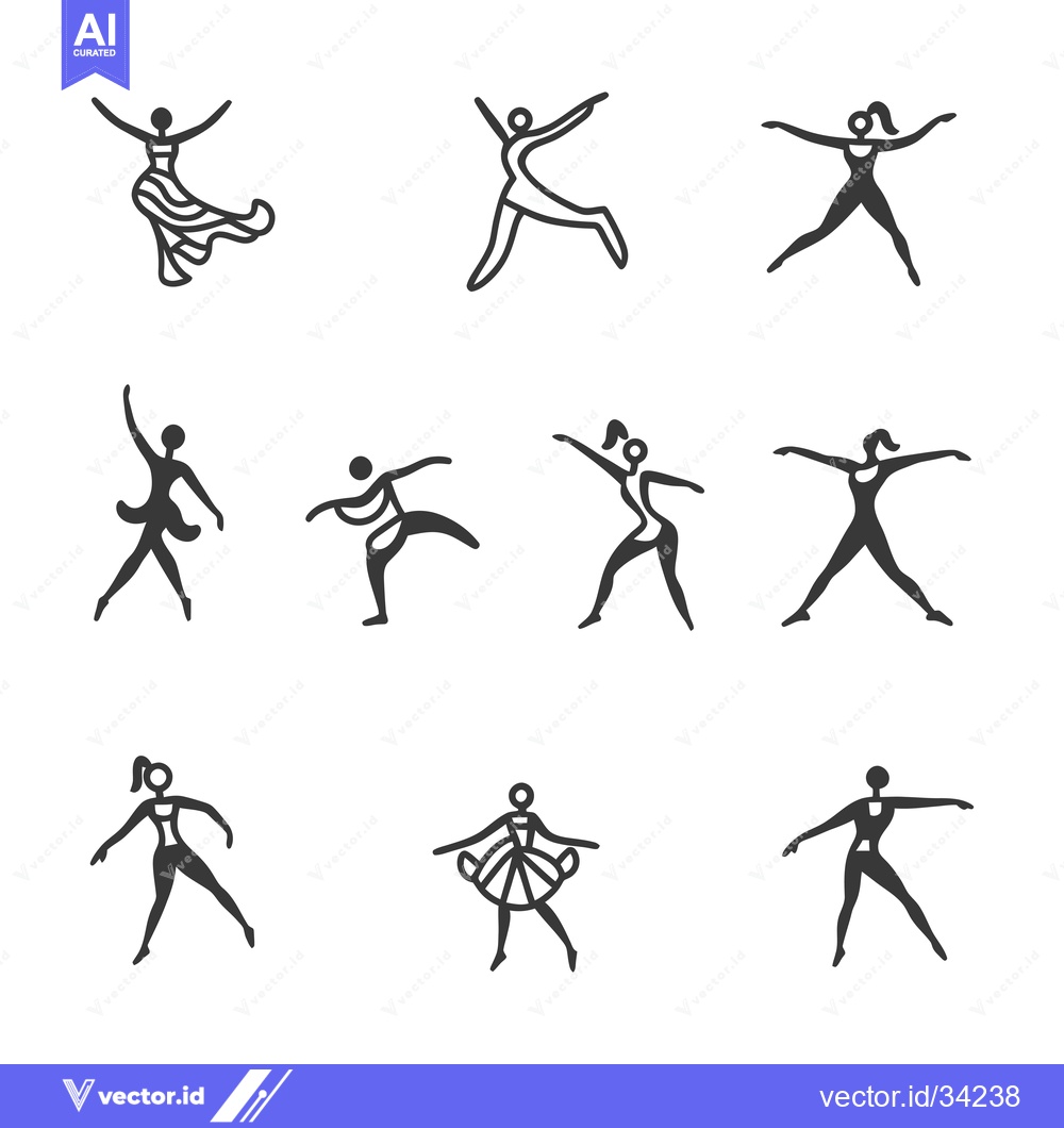 Premium Vector dari Collection of Simple Female Dance Silhouettes