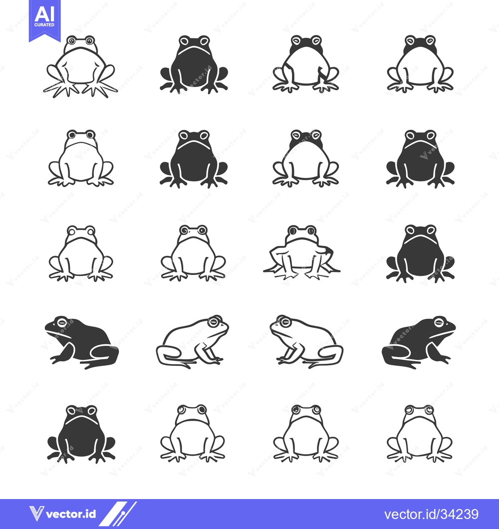 Premium Vector of Collection of Simple Frog Illustrations in Various Poses