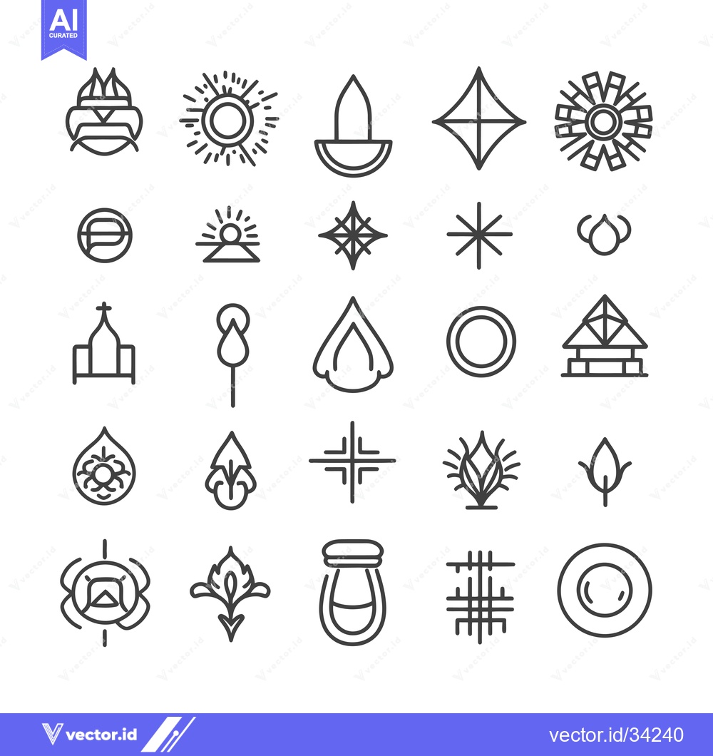 Premium Vector dari Collection of Simple Geometric Line Art Symbols and Icons