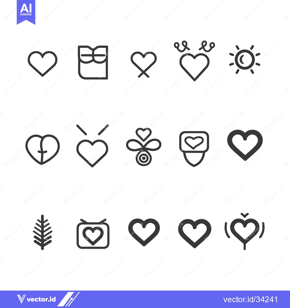 Premium Vector of Collection of Simple Heart Line Icons