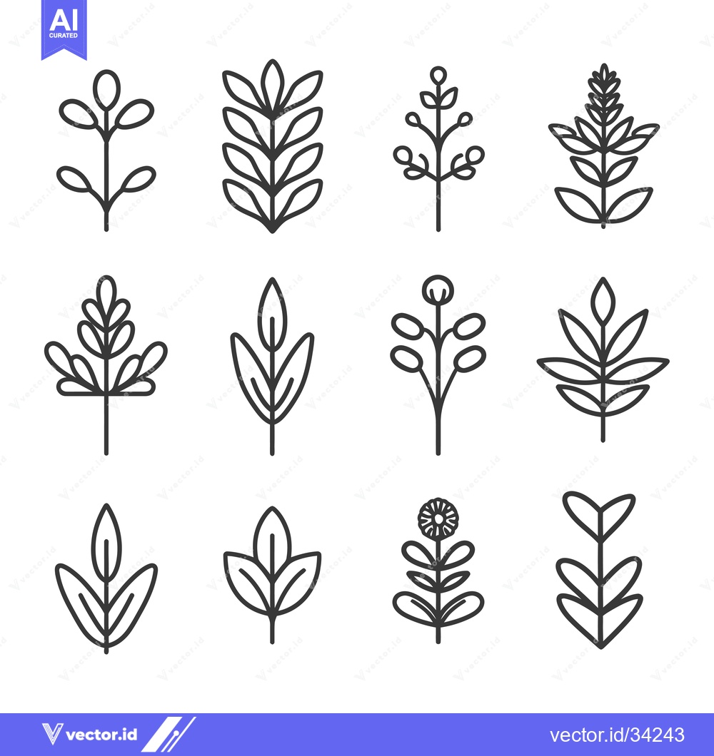 Premium Vector dari Collection of Simple Line Art Floral Designs
