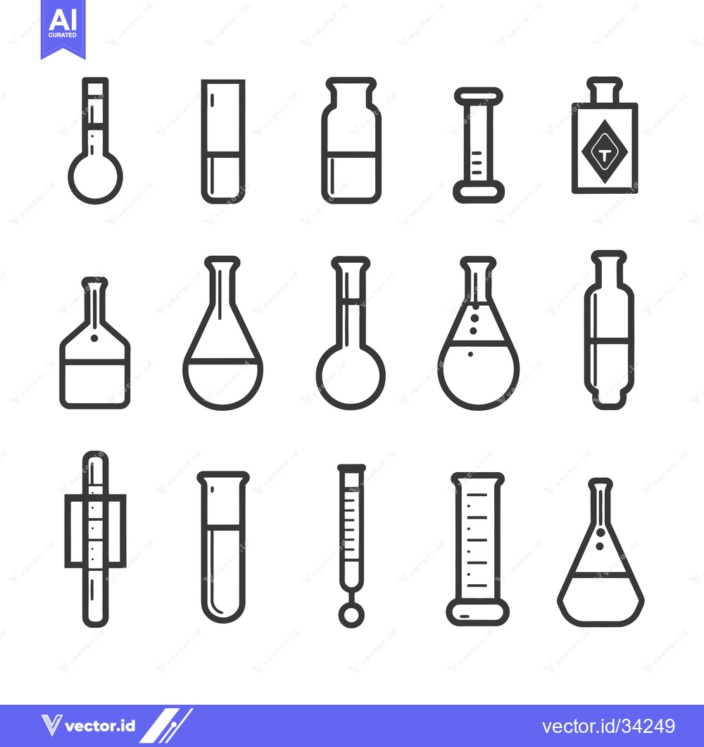 Premium Vector dari Collection of Simple Line Drawings of Laboratory Glassware