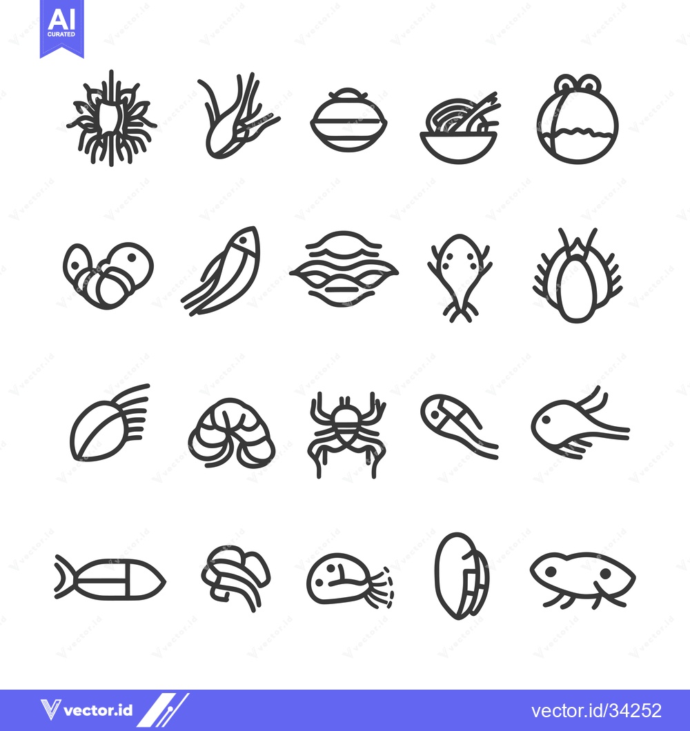 Premium Vector of Collection of Simple Line Drawings of Seafood
