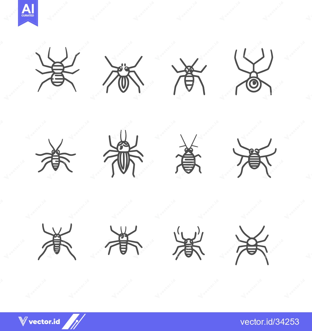 Premium Vector dari Collection of Simple Line Drawings of Spiders and Bugs
