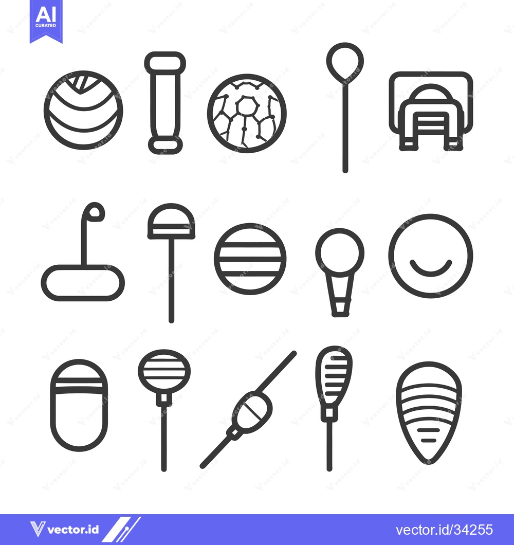 Premium Vector of Collection of Simple Line Drawings of Various Balls and Sports Equipme