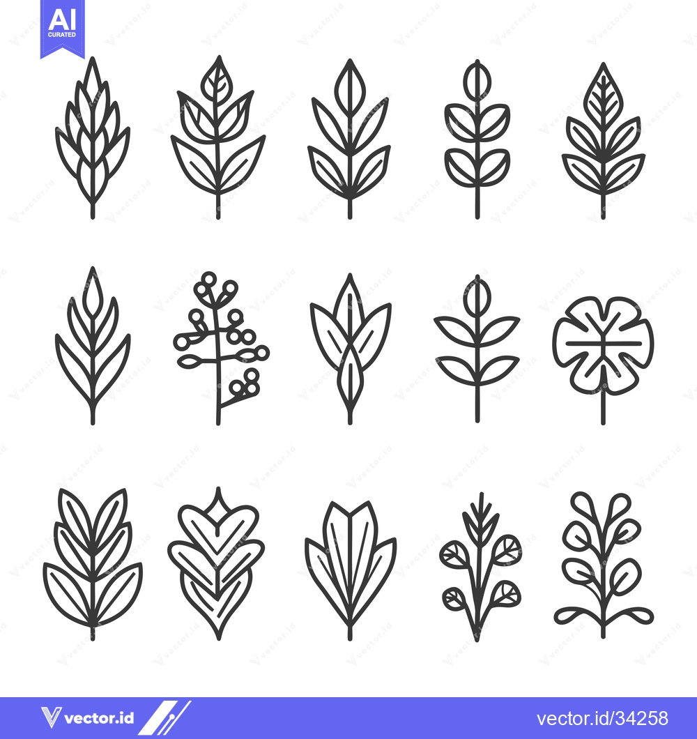 Premium Vector of Collection of Simple Line Drawn Floral Elements