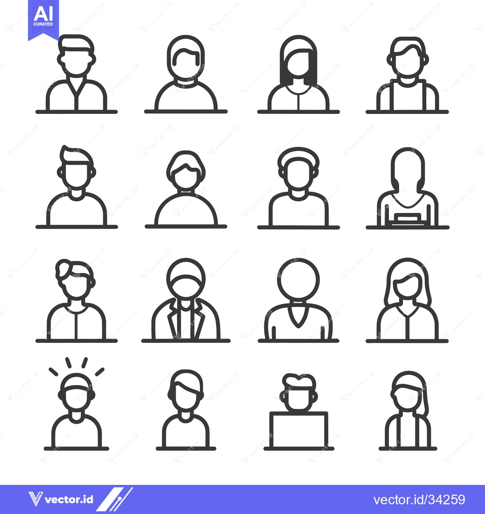 Premium Vector dari Collection of Simple Line Icons Depicting Different People
