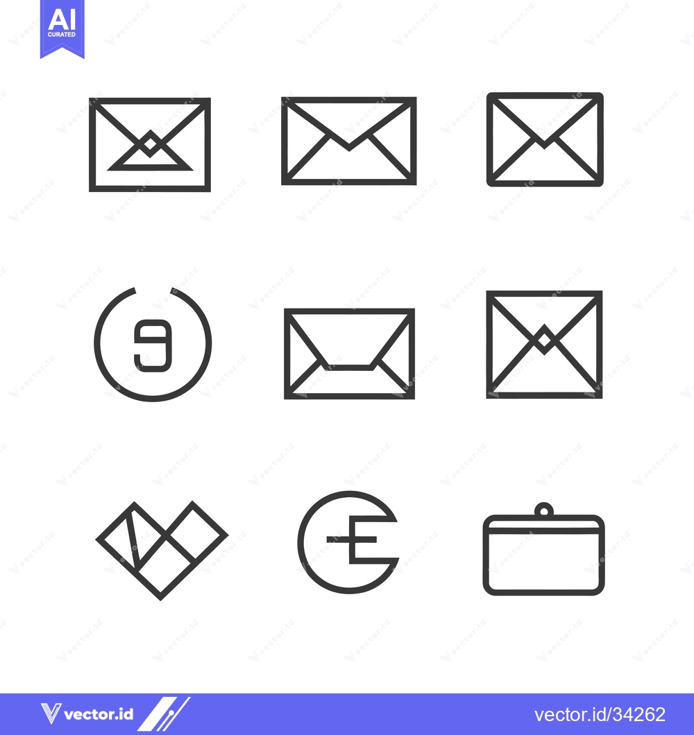 Premium Vector dari Collection of Simple Line Icons Featuring Envelopes, Wallet, and Curre