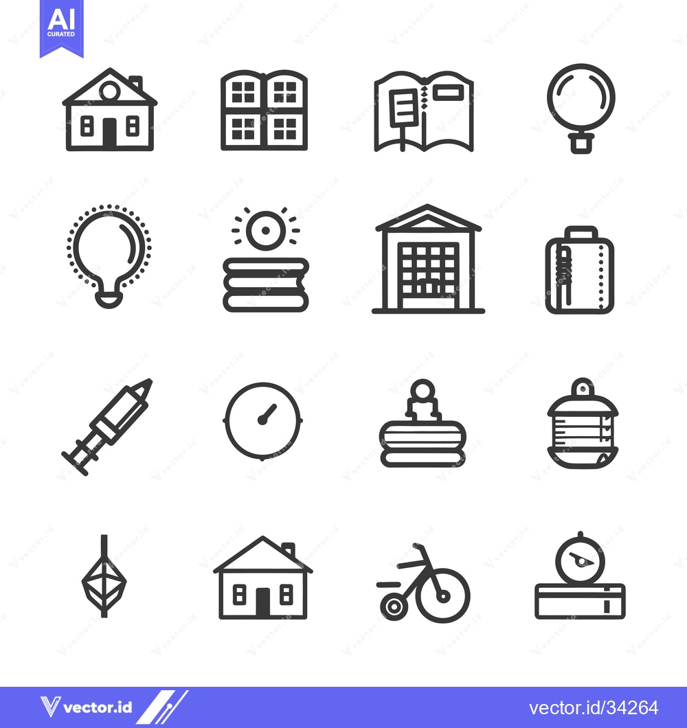 Premium Vector of Collection of Simple Line Icons for Various Objects and Concepts
