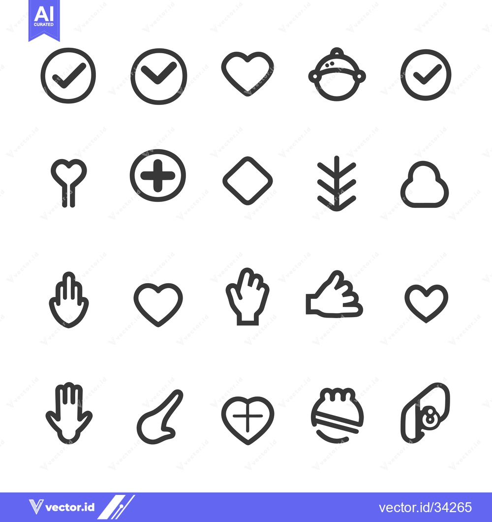Premium Vector dari Collection of Simple Line Icons in Black and White