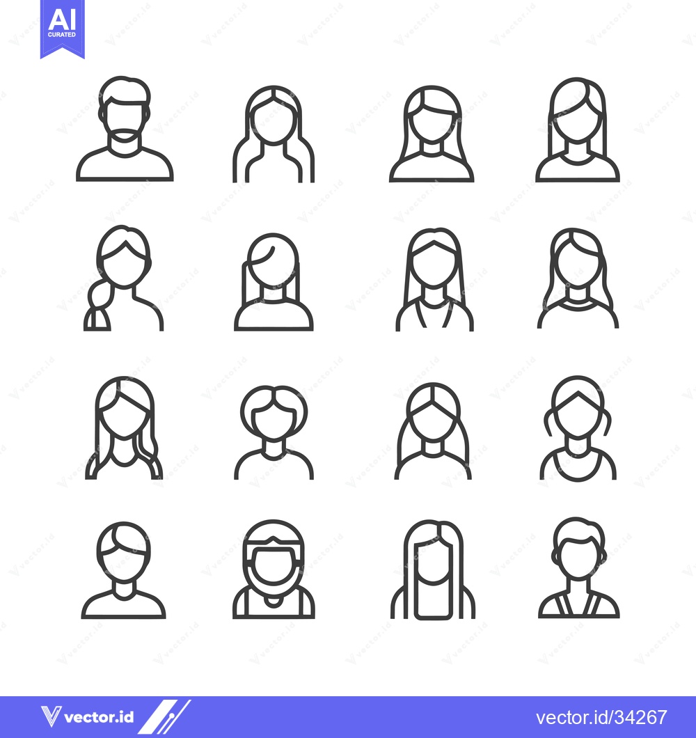 Premium Vector dari Collection of Simple Line Icons Representing Diverse People