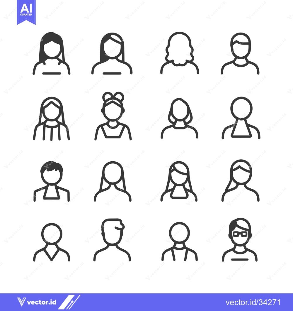 Premium Vector dari Collection of Simple Outline User Profile Icons