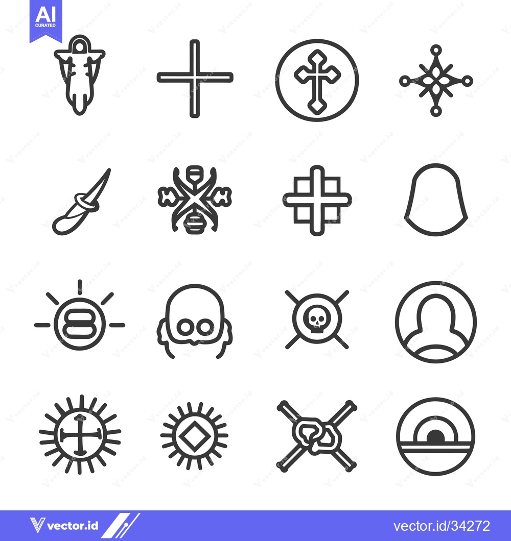 Premium Vector of Collection of Simple Religious and Spiritual Icons