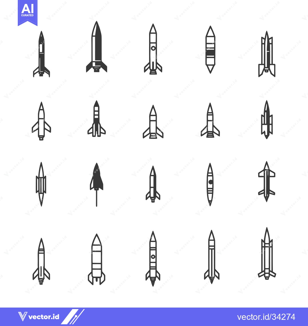 Premium Vector of Collection of Simple Rocket and Missile Icons