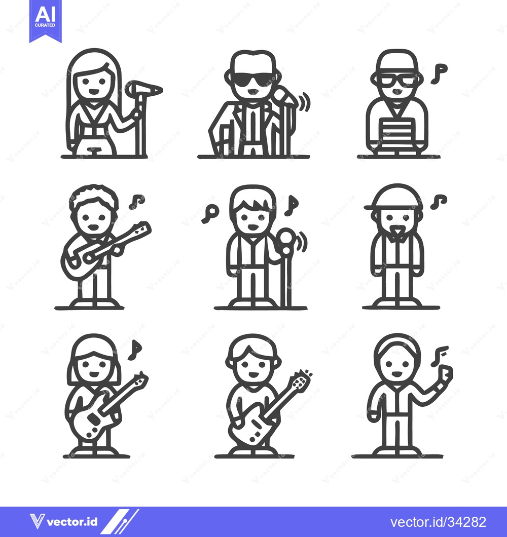 Premium Vector dari Musical Performers - A Collection of Line Art Illustrations.