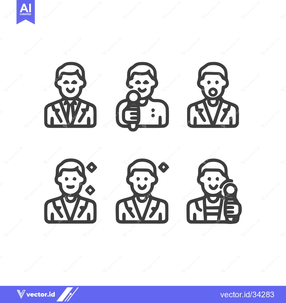 Premium Vector of Set of six vector icons of people in various poses and situations.