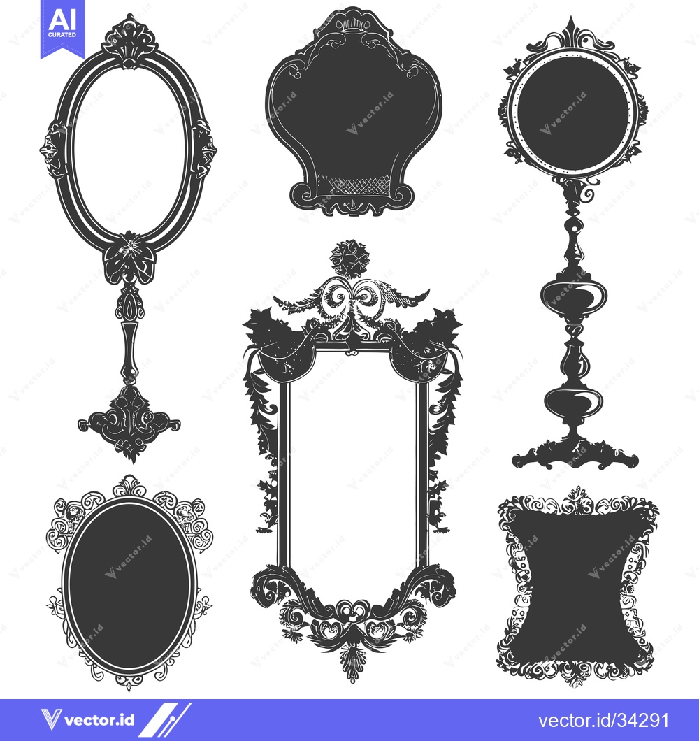 Premium Vector of Collection of Six Ornate Black and White Frames