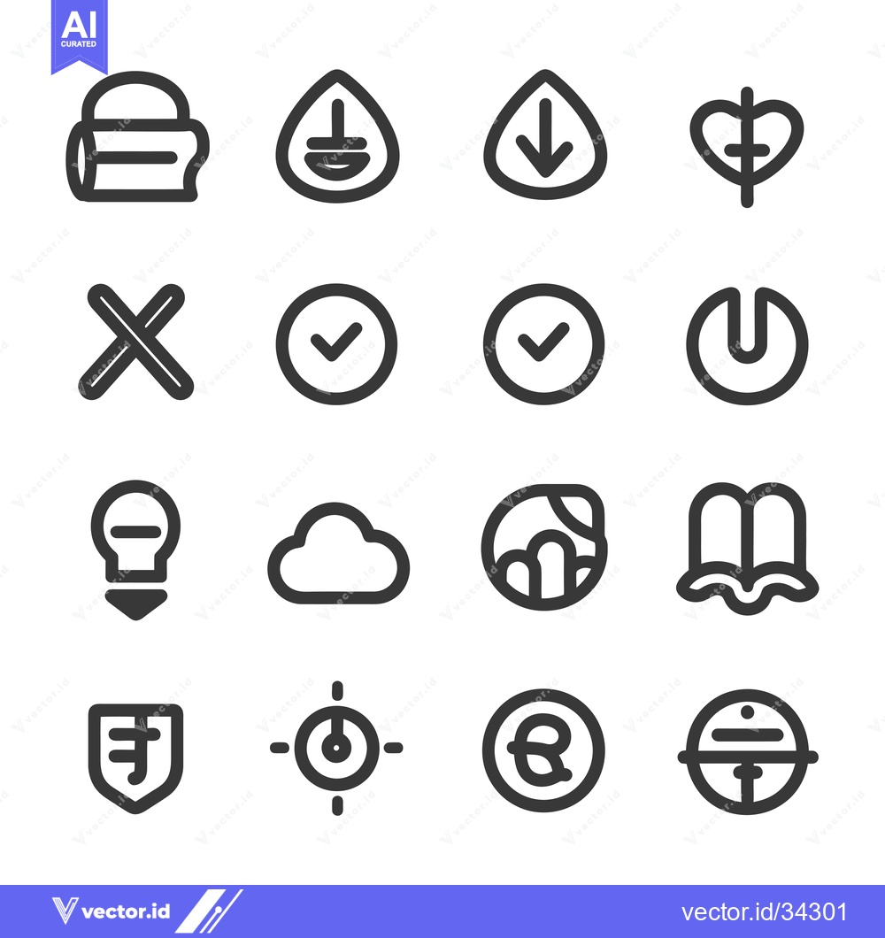 Premium Vector of Collection of Sixteen Diverse Line Icons