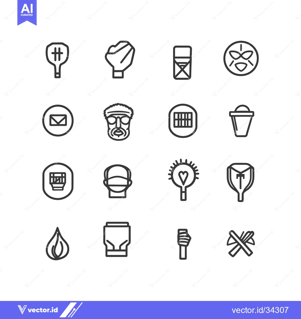 Premium Vector dari Collection of Sixteen Simple Line Icons on a White Background