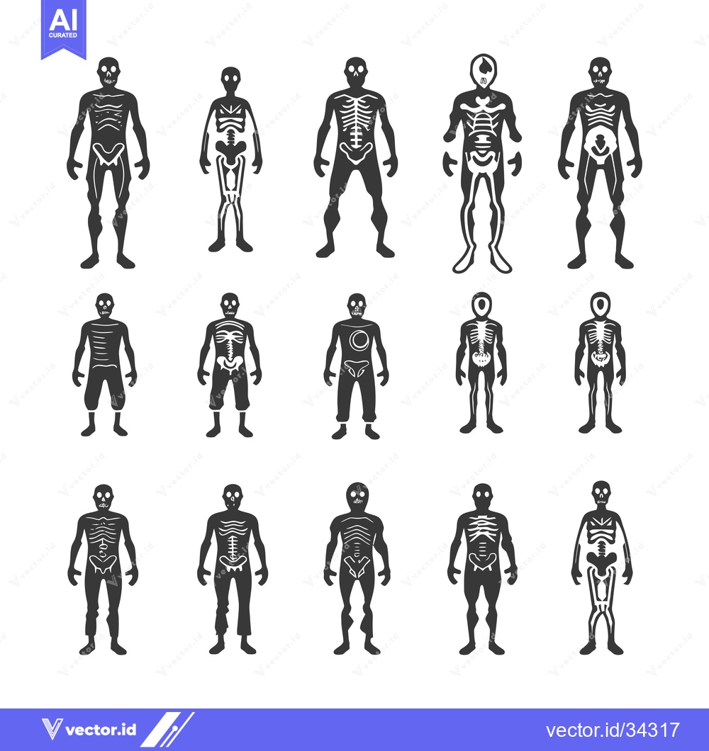 Premium Vector dari Collection of Skeleton Silhouettes in Various Poses