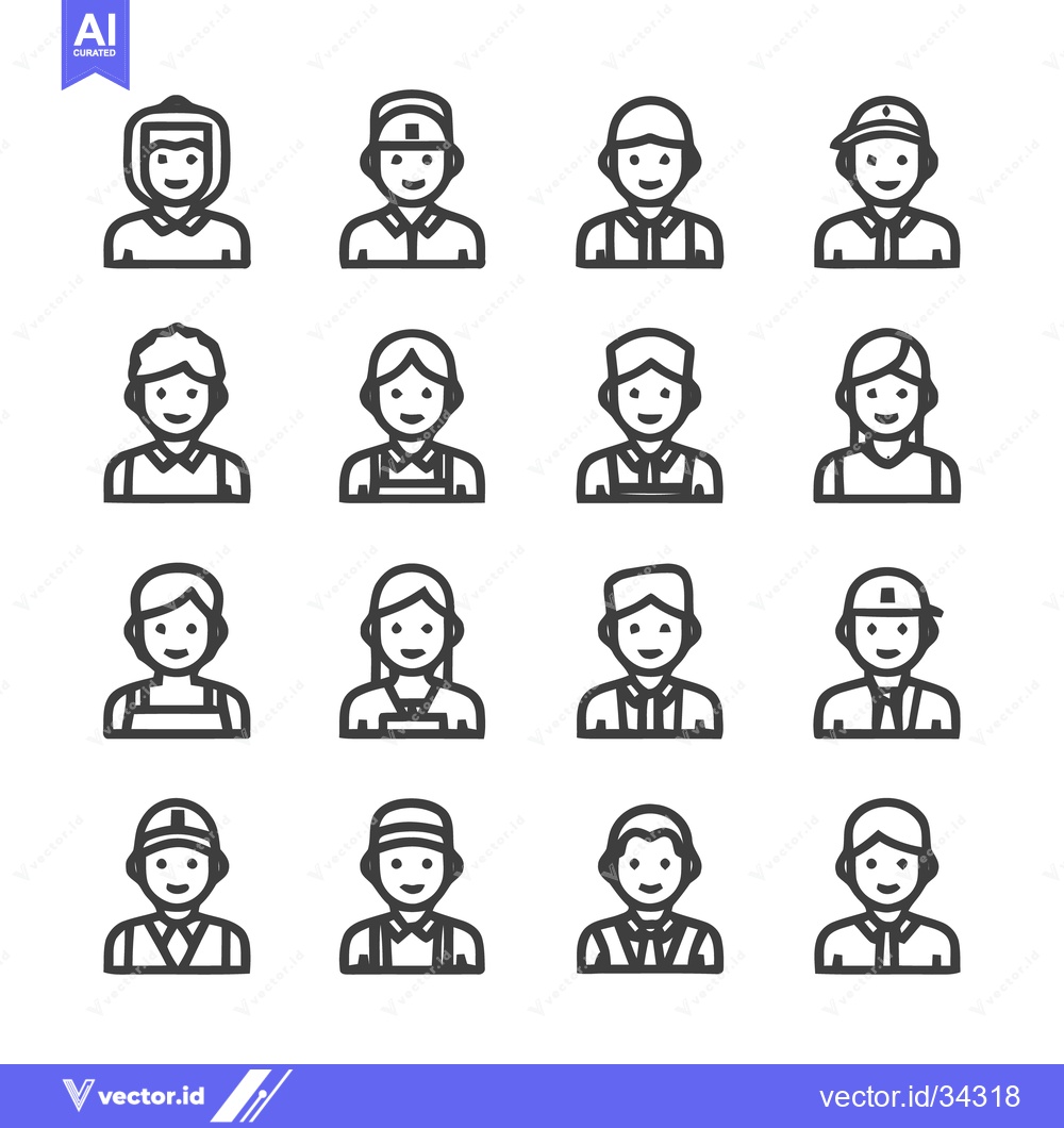 Premium Vector dari Diverse professional icons representing various occupations and roles.