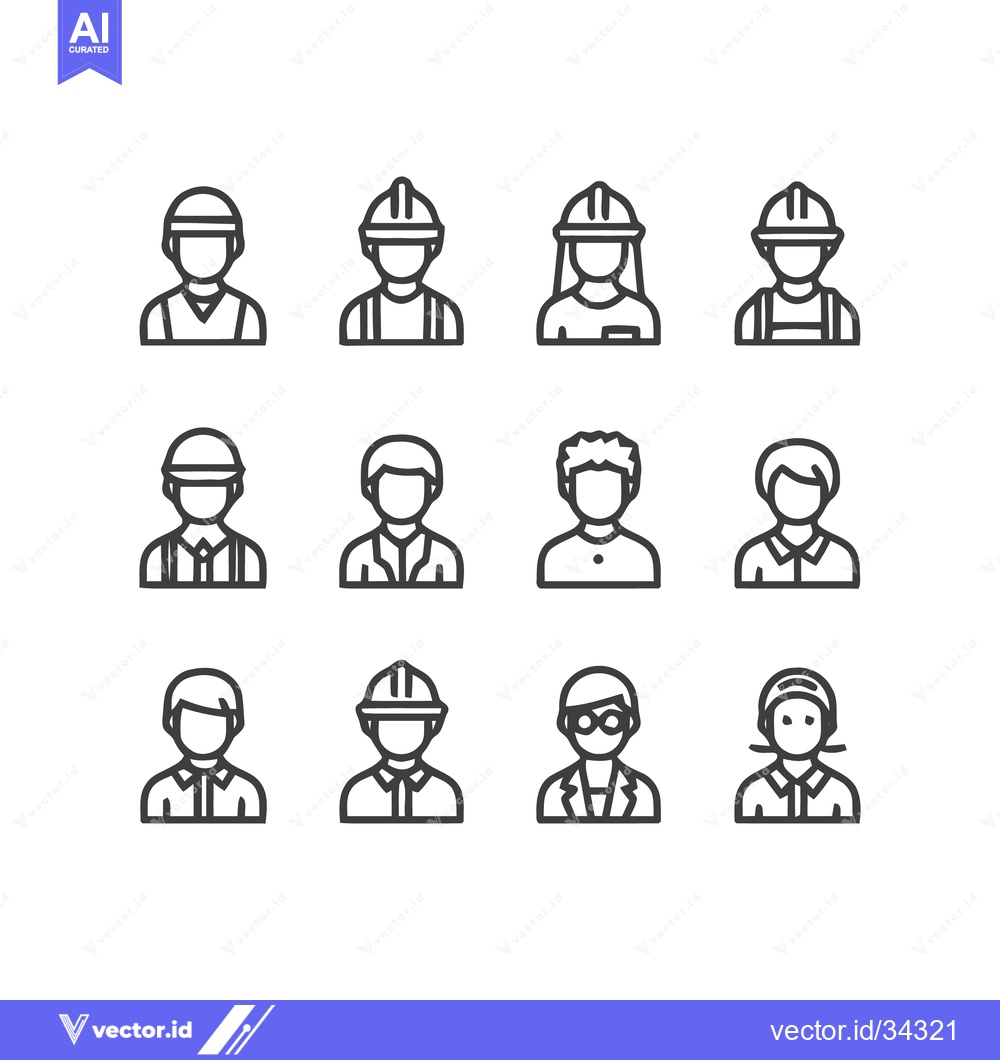 Premium Vector of Diverse Construction and Professional Icons - A Comprehensive Collecti