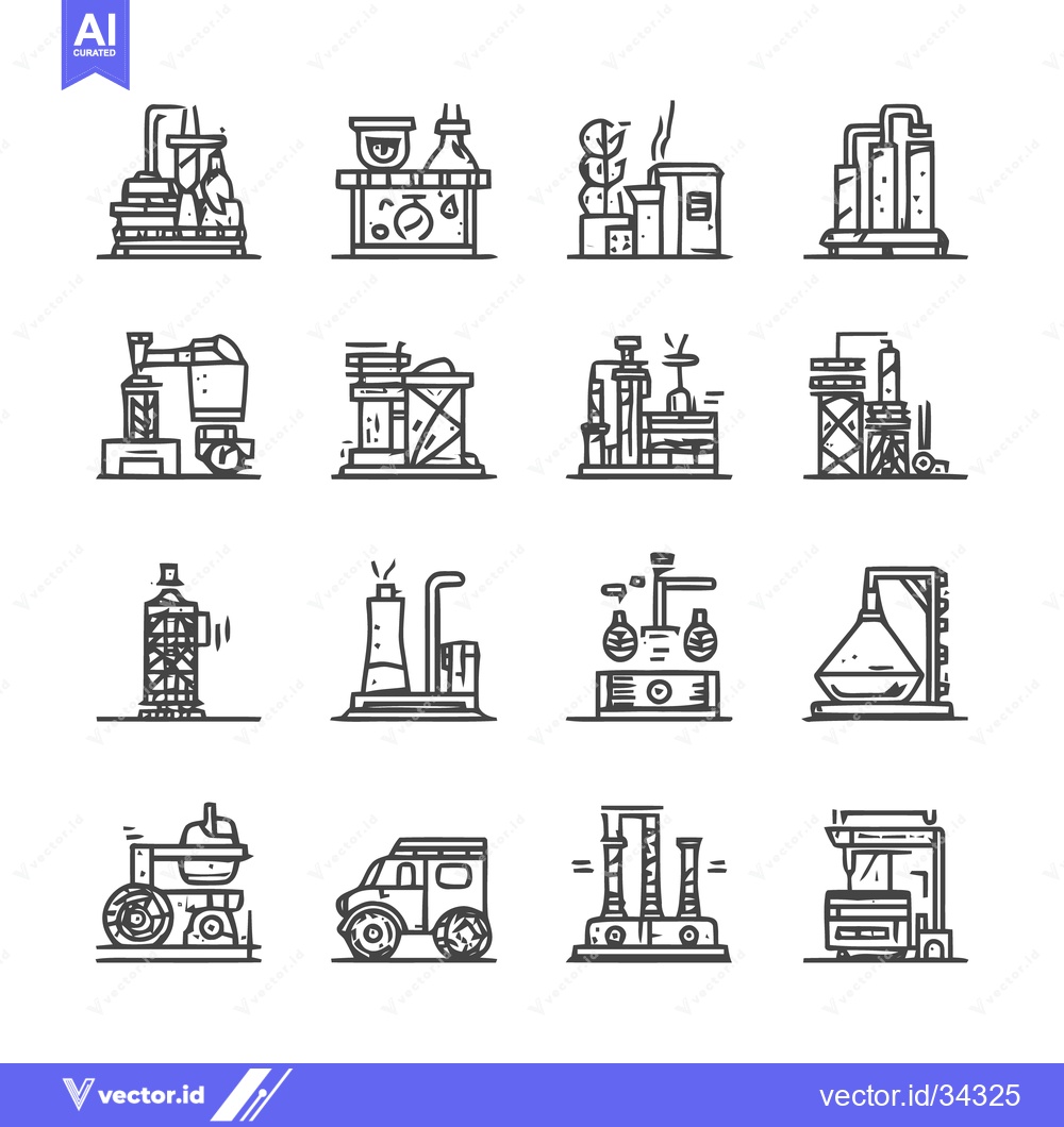 Premium Vector of Industrial Icons - A Collection of Factory and Manufacturing Illustrat