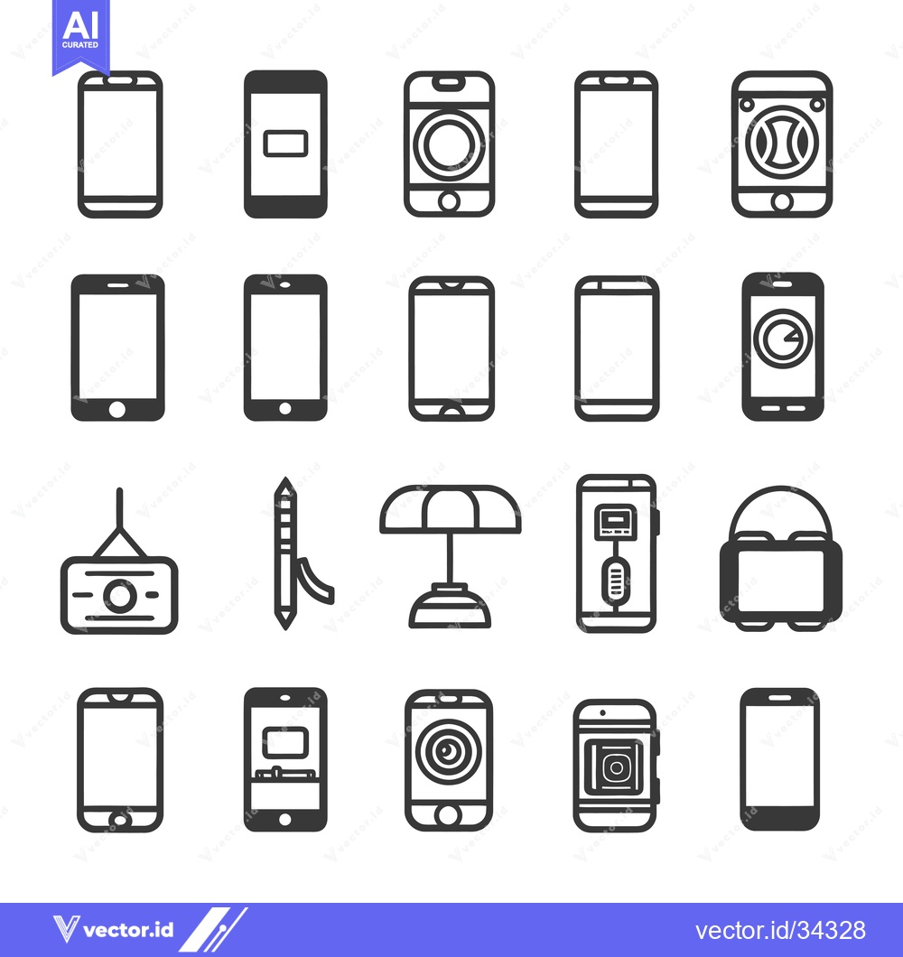 Premium Vector dari Collection of Smartphone Icons with Different Features and Functions