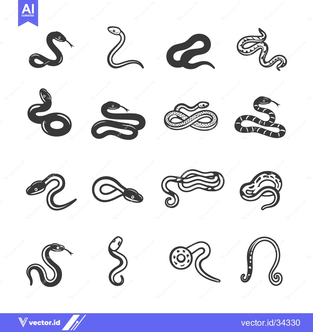 Premium Vector dari Collection of Snake Illustrations in Different Poses