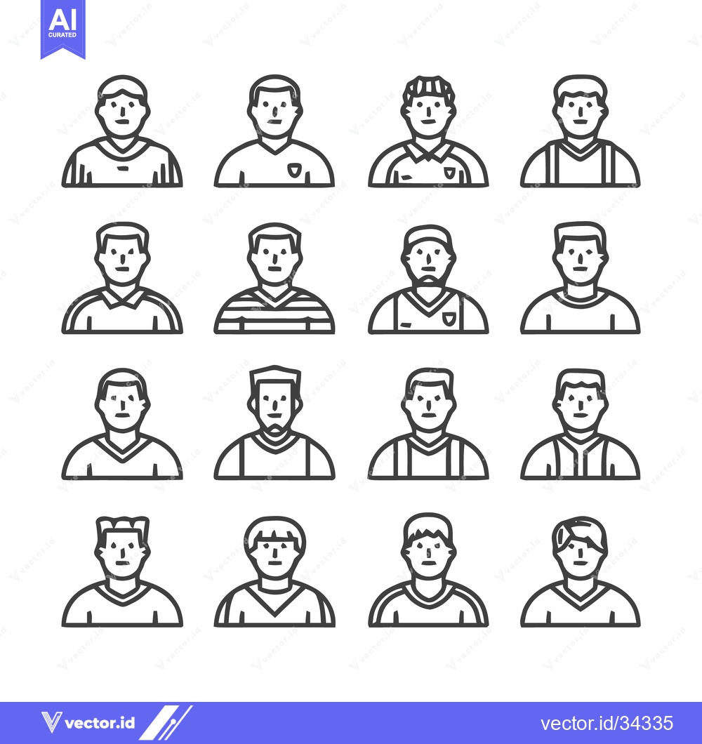 Premium Vector dari Line art portraits of diverse people in various outfits.