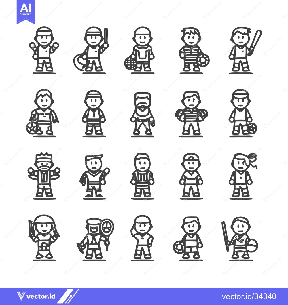 Premium Vector of Collection of Sports Icons - Diverse Athletes in Action.