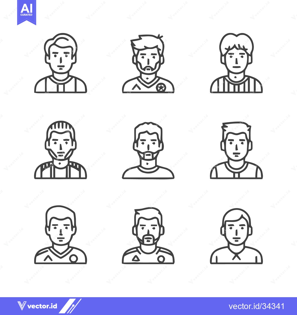 Premium Vector dari Soccer Players - A Collection of Line Art Portraits.