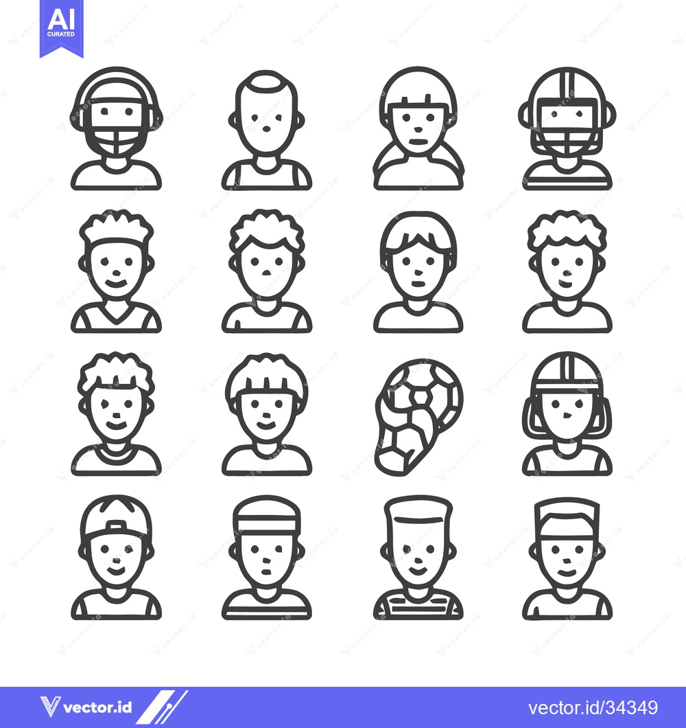 Premium Vector dari Diverse Line Art Portraits - A Collection of People Icons.