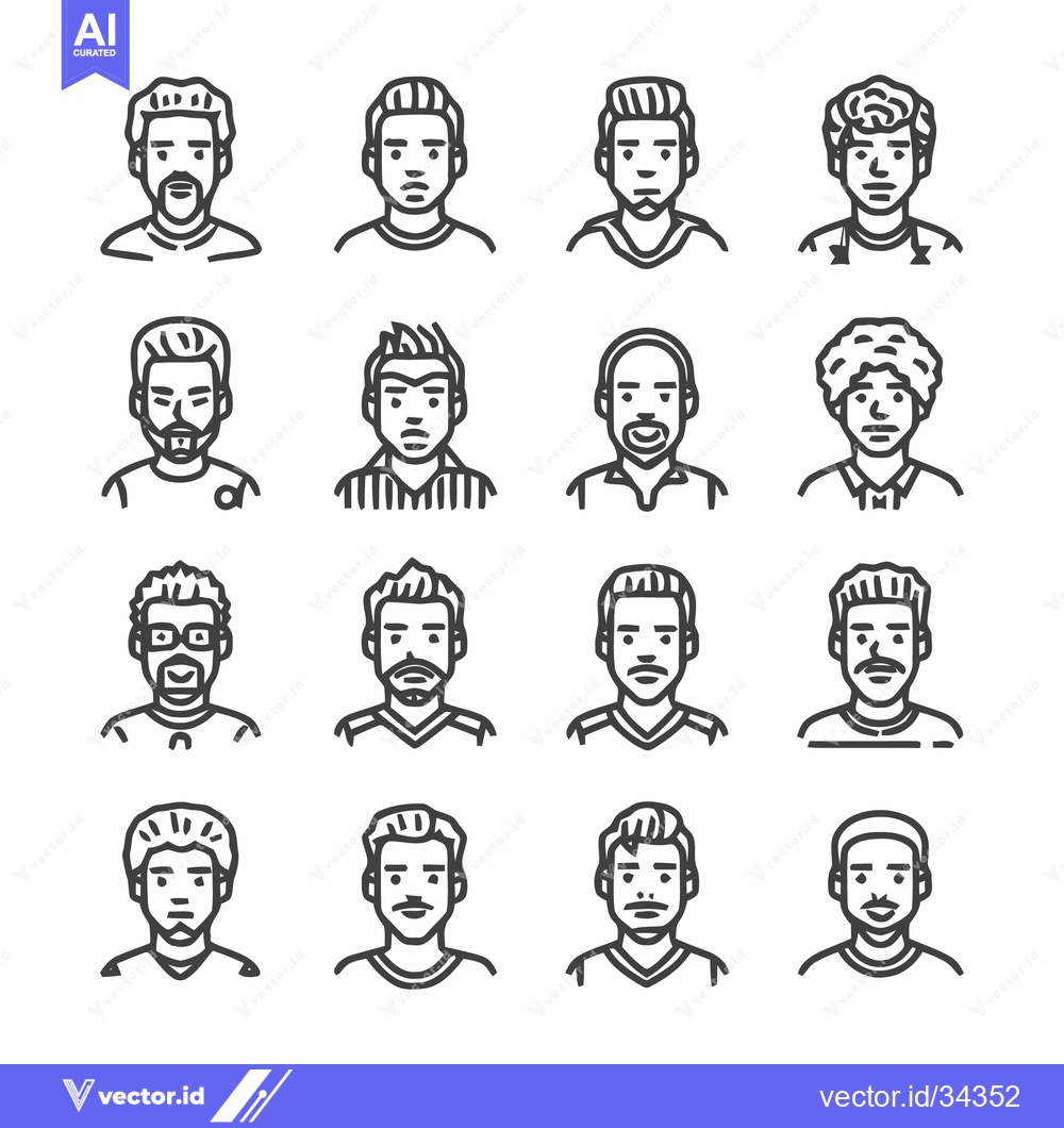 Premium Vector of Diverse Line Art Portraits - A Collection of Faces.