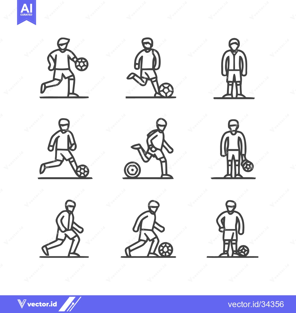 Premium Vector of Soccer Players in Action - A Collection of Sports Icons.