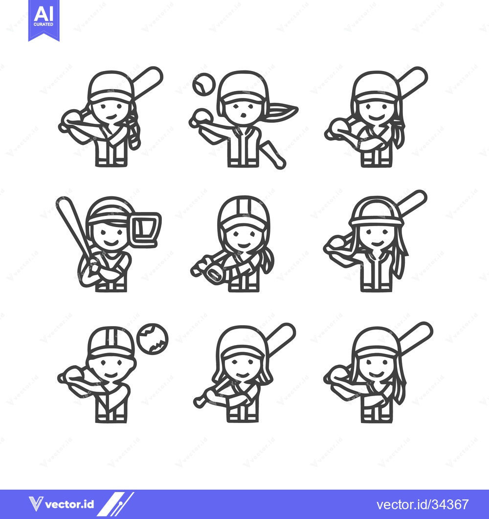 Premium Vector dari Baseball Players in Action - A Collection of Vector Illustrations.