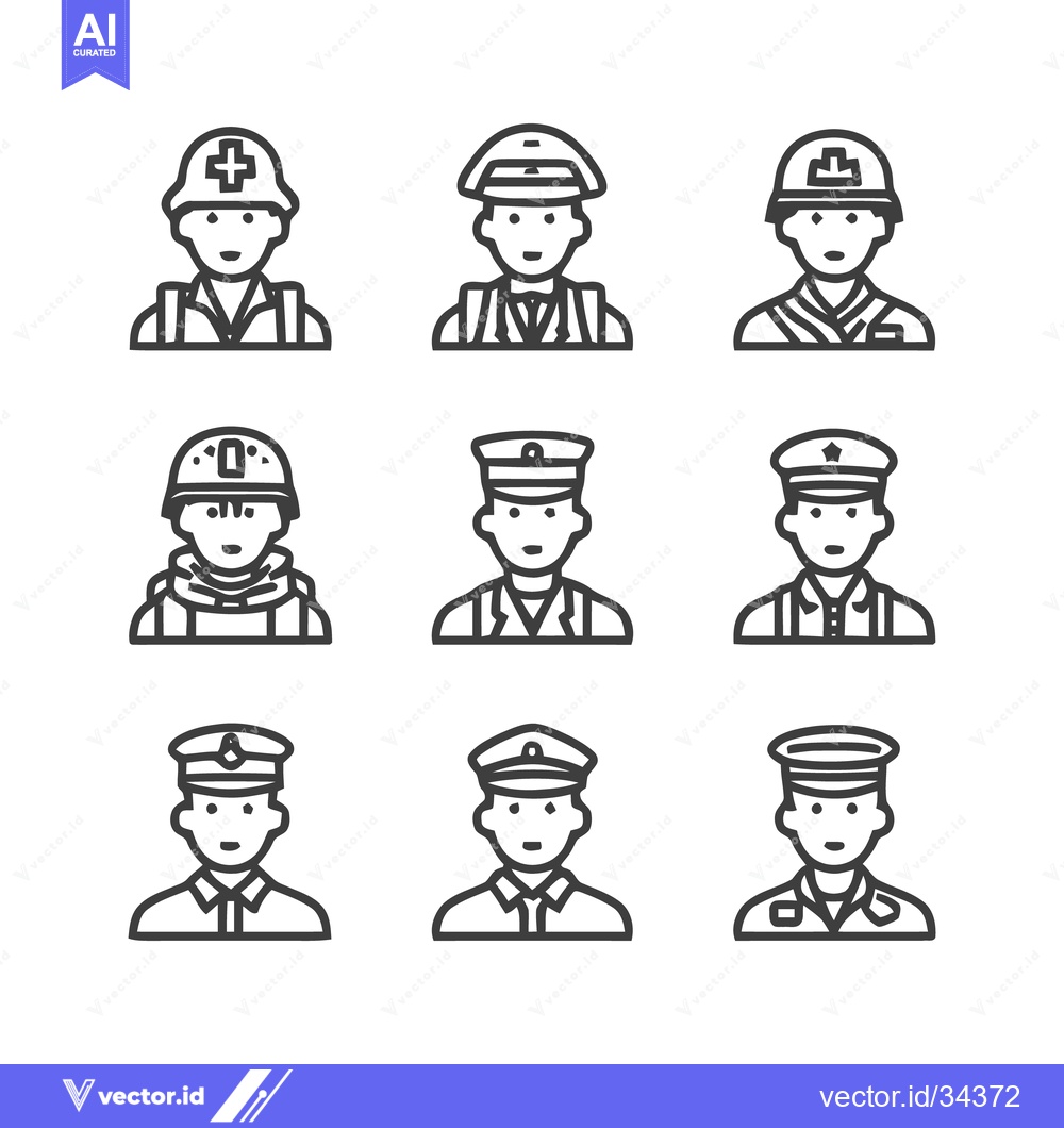 Premium Vector dari Military Personnel Icons - A Diverse Collection of Uniformed Figures.
