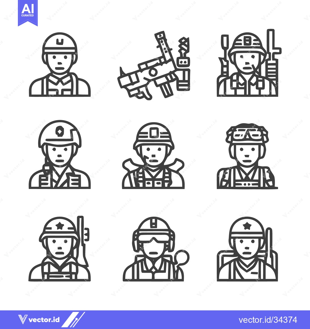 Premium Vector dari Soldiers in Uniform - A Collection of Military Personnel Icons.