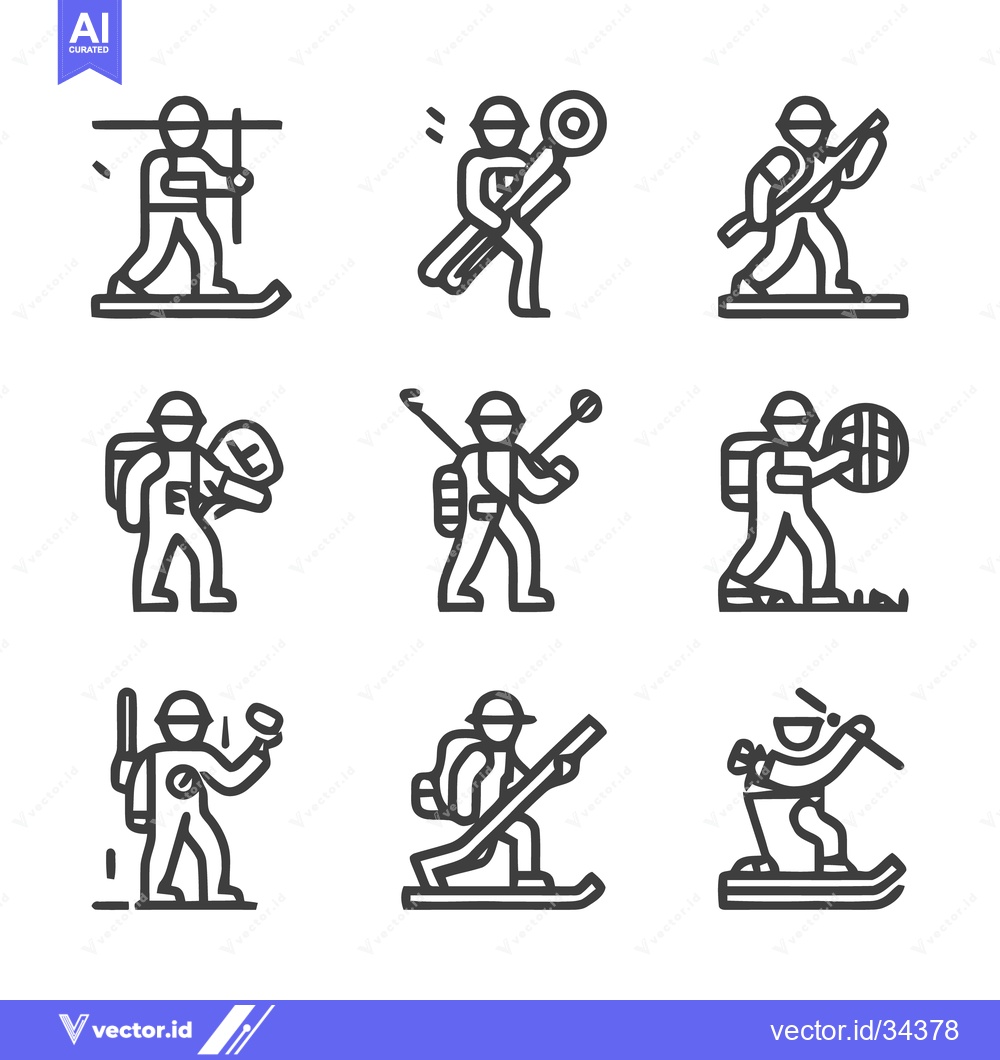 Premium Vector dari Collection of various line art illustrations of people in different ac