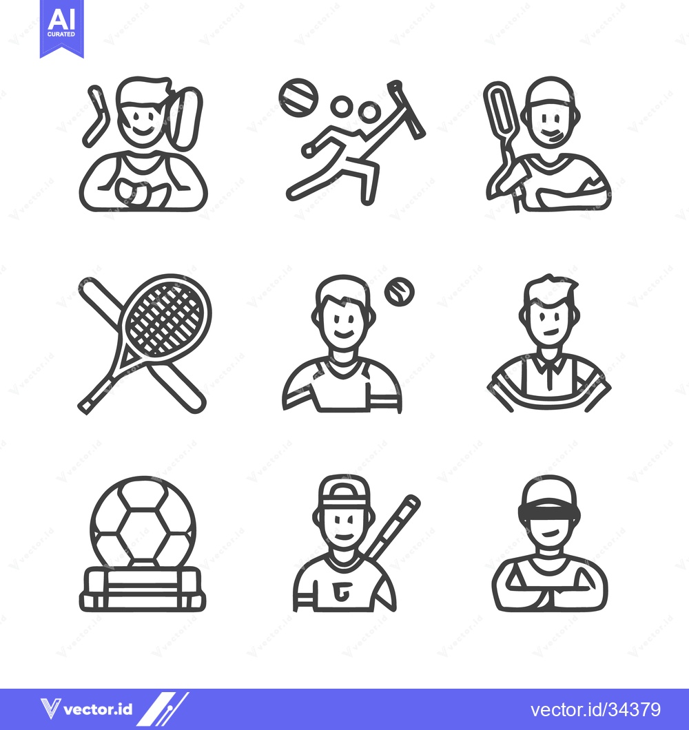 Premium Vector dari Sports Icons - Diverse Athletes in Action, Line Art Style.